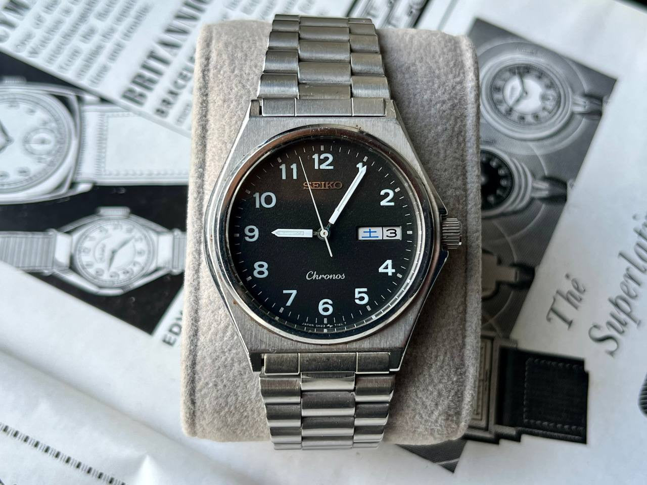 Vintage SEIKO Chronos Watch 5H23-7060 1987 Quartz JDM SWJL058