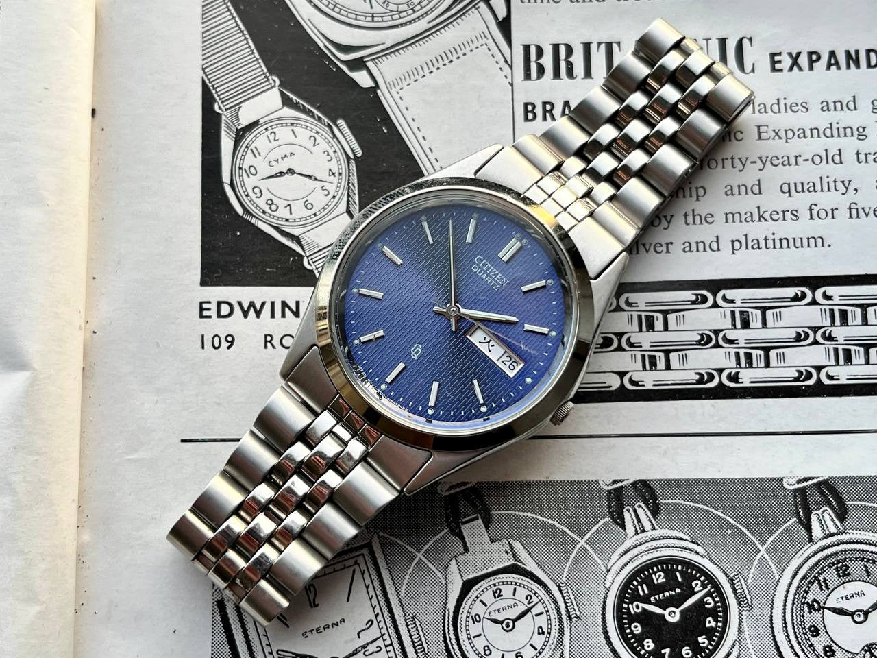 Vintage Citizen Watch Crystron CQ Datejust 6100-S96397 Quartz