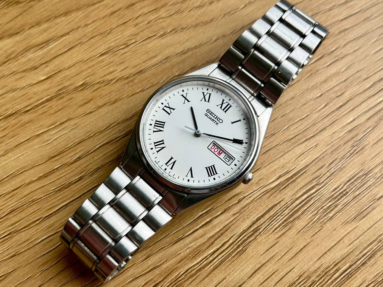 SEIKO セイコー 7N43-7A50 クォーツ 腕時計 Vintage Seiko Roman Dial 7N43-7A50 1993 Quartz Working Steel
