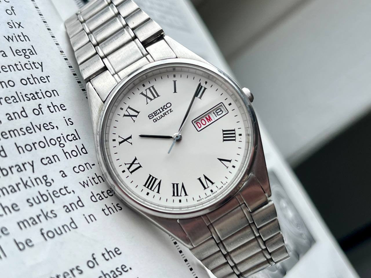 SEIKO セイコー 7N43-7A50 クォーツ 腕時計 Vintage Seiko Roman Dial 7N43-7A50 1993 Quartz Working Steel Men