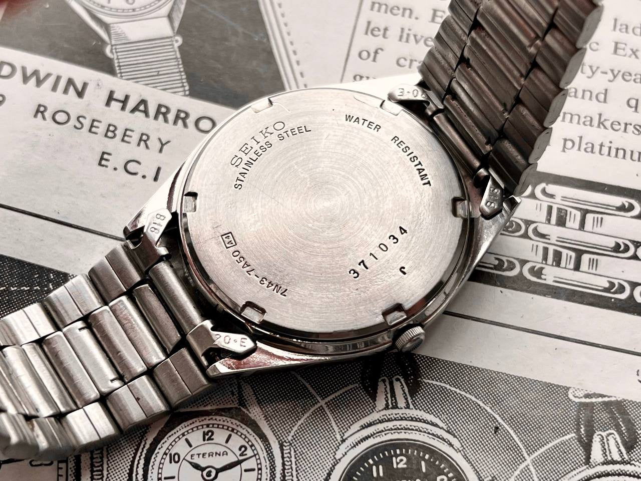 Vintage Seiko Roman Dial 7N43-7A50 1993 Quartz Working Steel Men