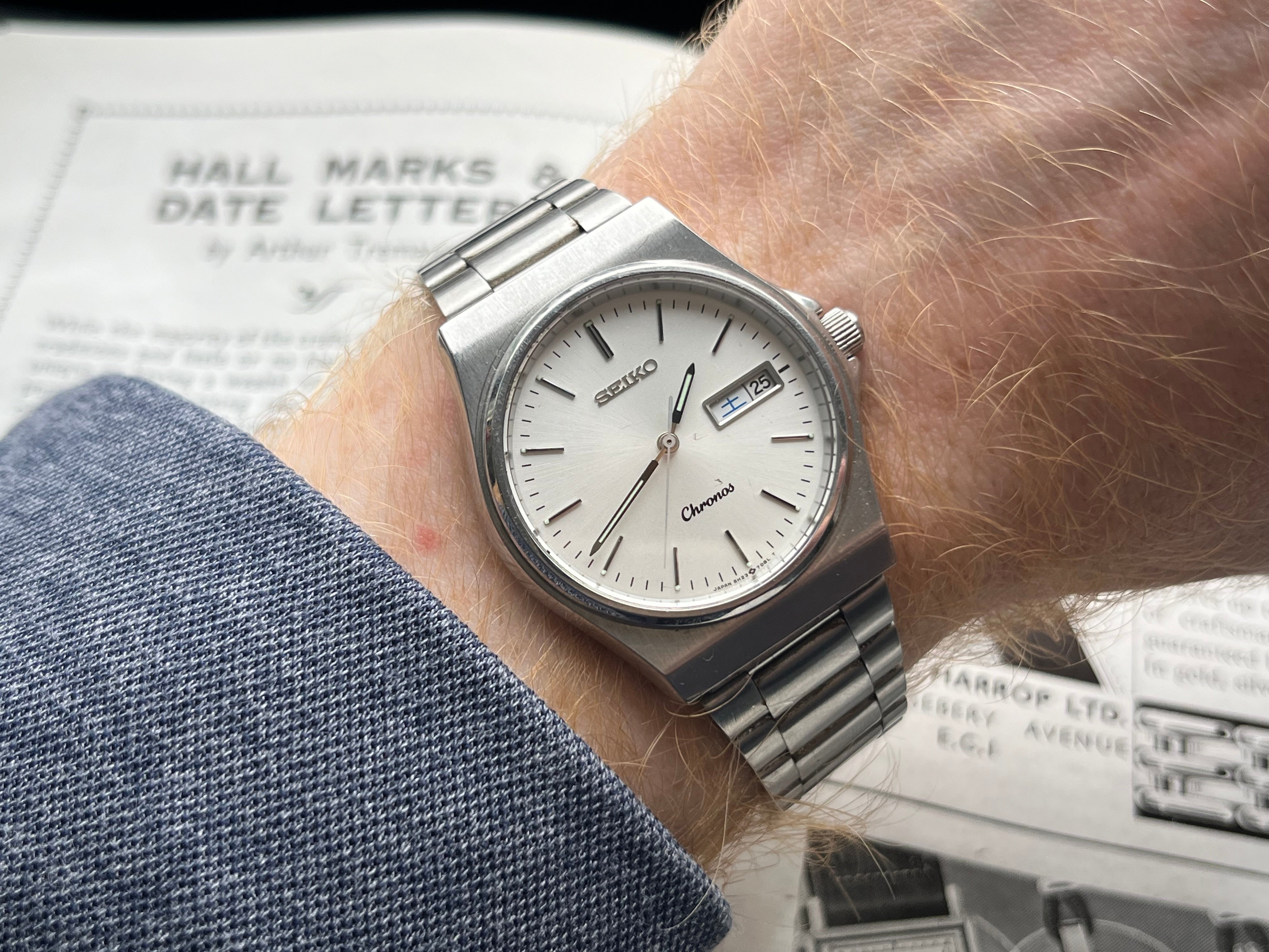 Vintage SEIKO CHRONOS Watch 5h23-7D20 1983 Quartz JDM Kanji