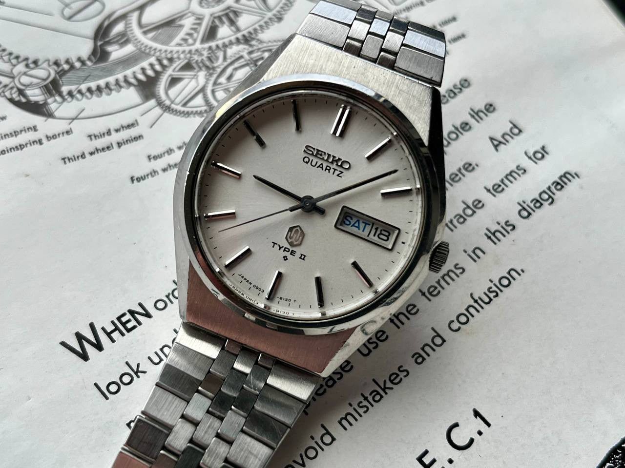 Seiko Type II Watch 0903-8120 Quartz 1976 JDM White Dial – WatchEra