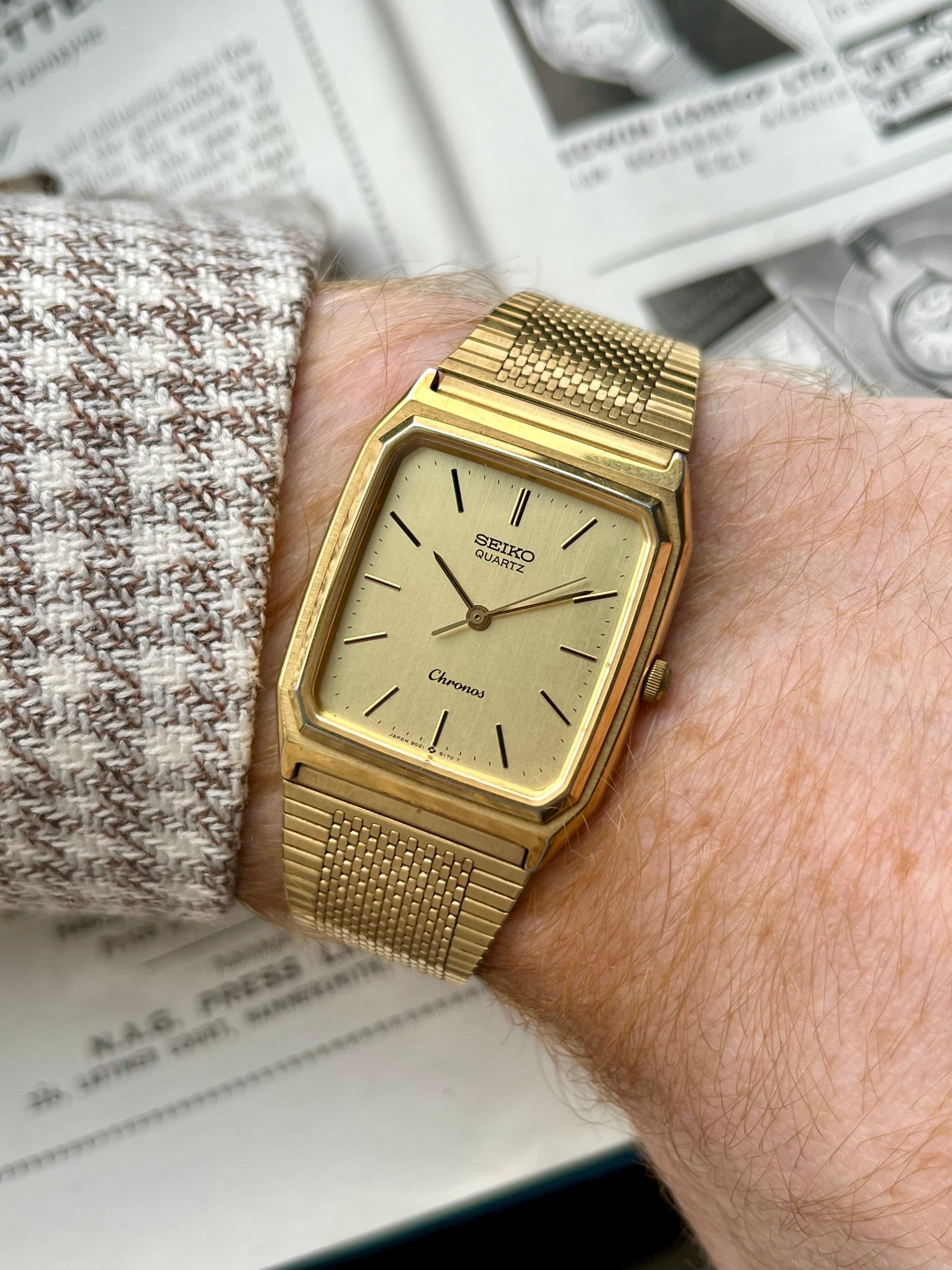 セイコー SEIKO Chronos 9021-5130 クォーツ腕時計 セイコー クロノス クオーツ 角型 9021-5130 昭和59年製