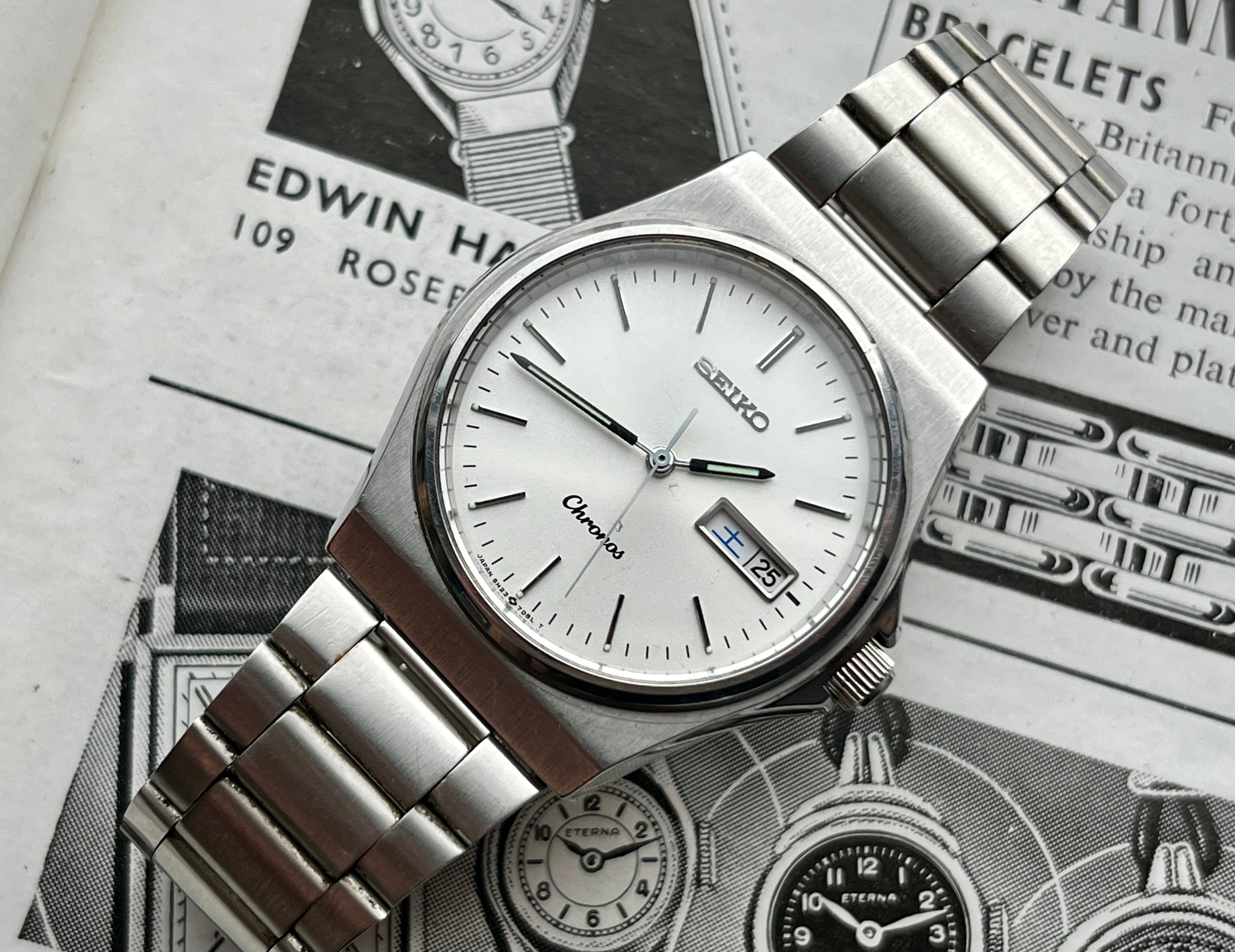 Vintage SEIKO CHRONOS Watch 5h23-7D20 1983 Quartz JDM Kanji