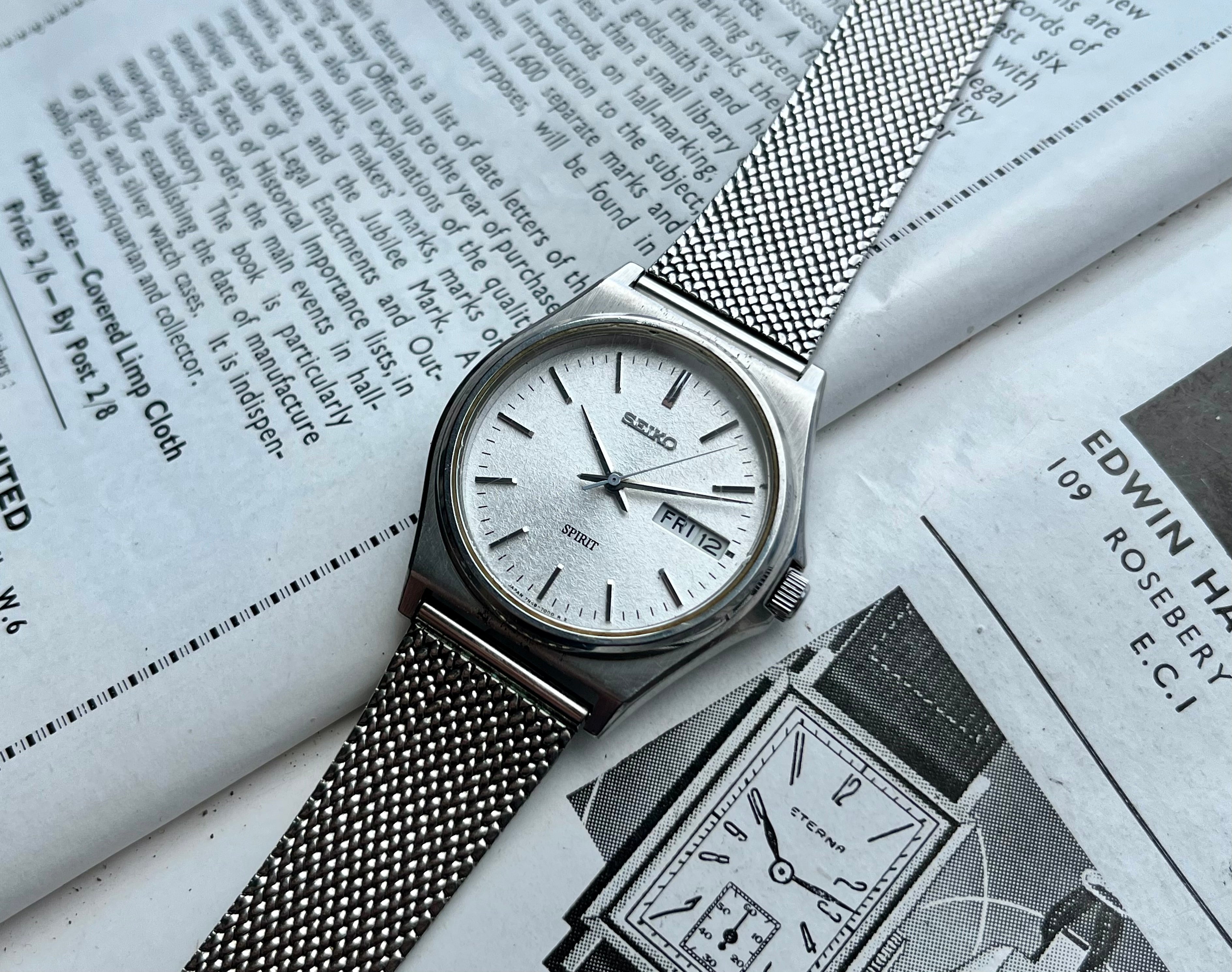 Vintage Seiko Spirit Watch 7N48-7000 1995 Quartz Snowflake Dial