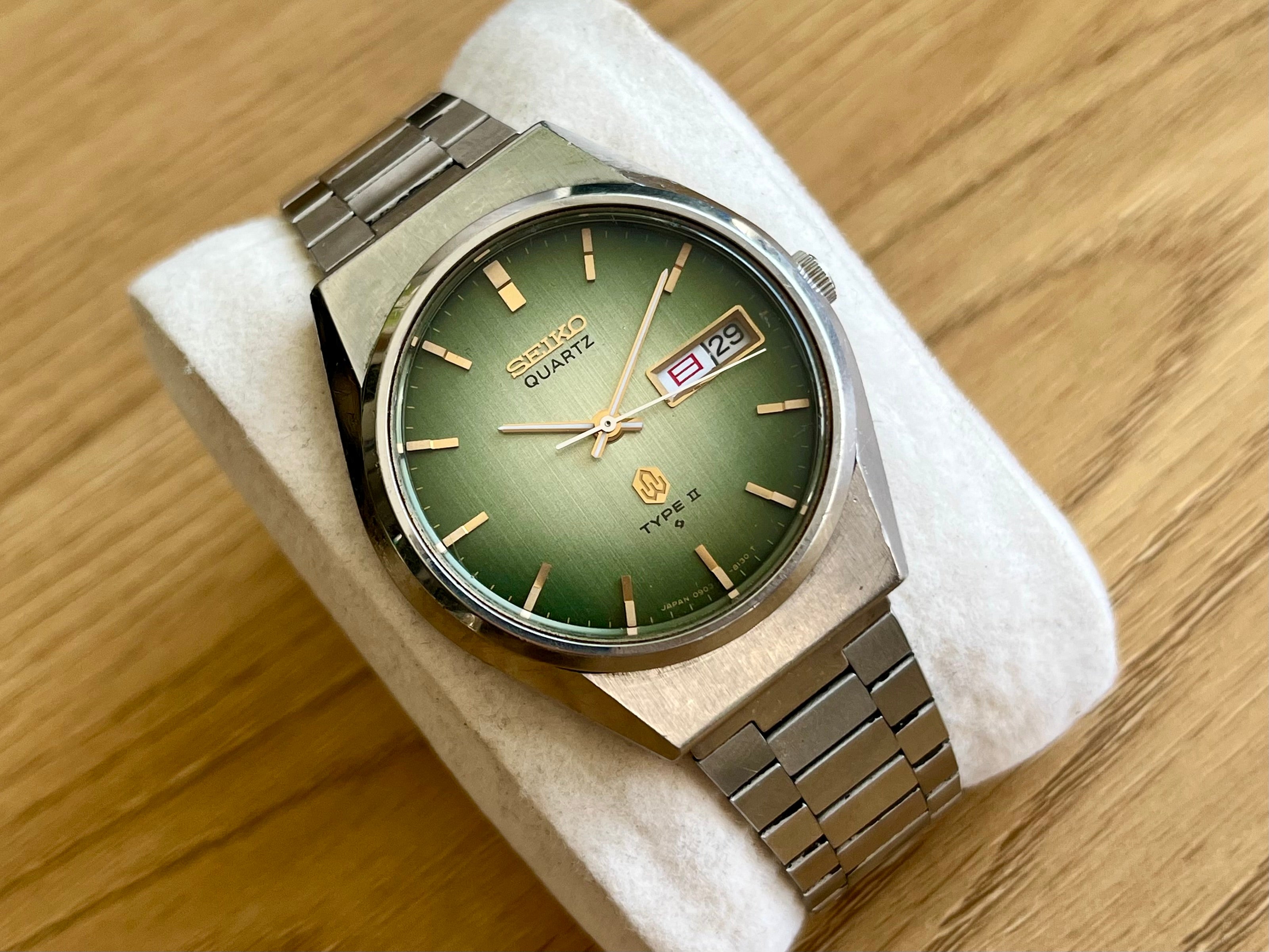 Vintage Seiko Type II 0903-8120 Watch JDM Quartz Green Dial 1976 – WatchEra