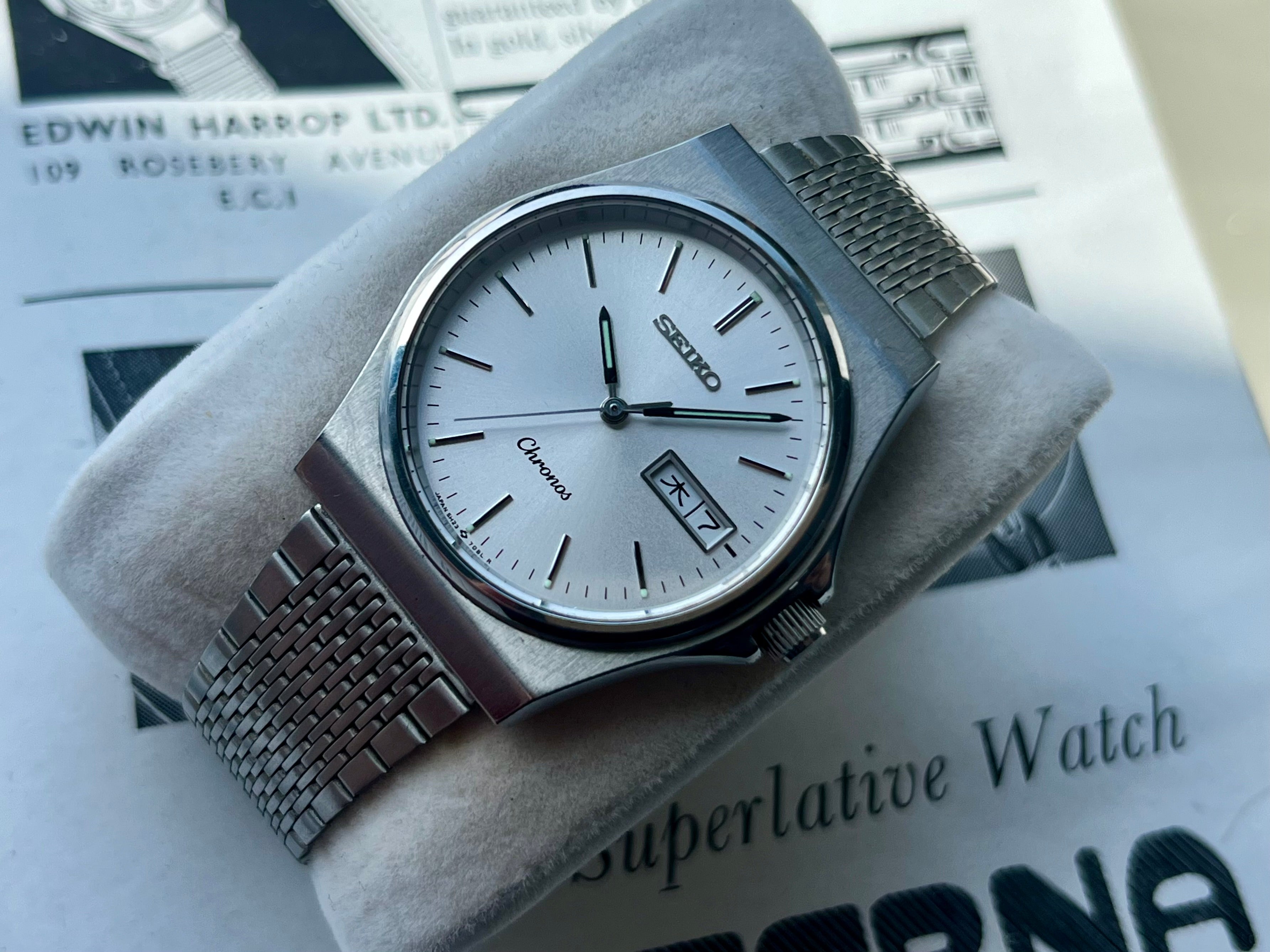 Vintage SEIKO CHRONOS Watch 5h23-7D20 1983 Quartz JDM Kanji