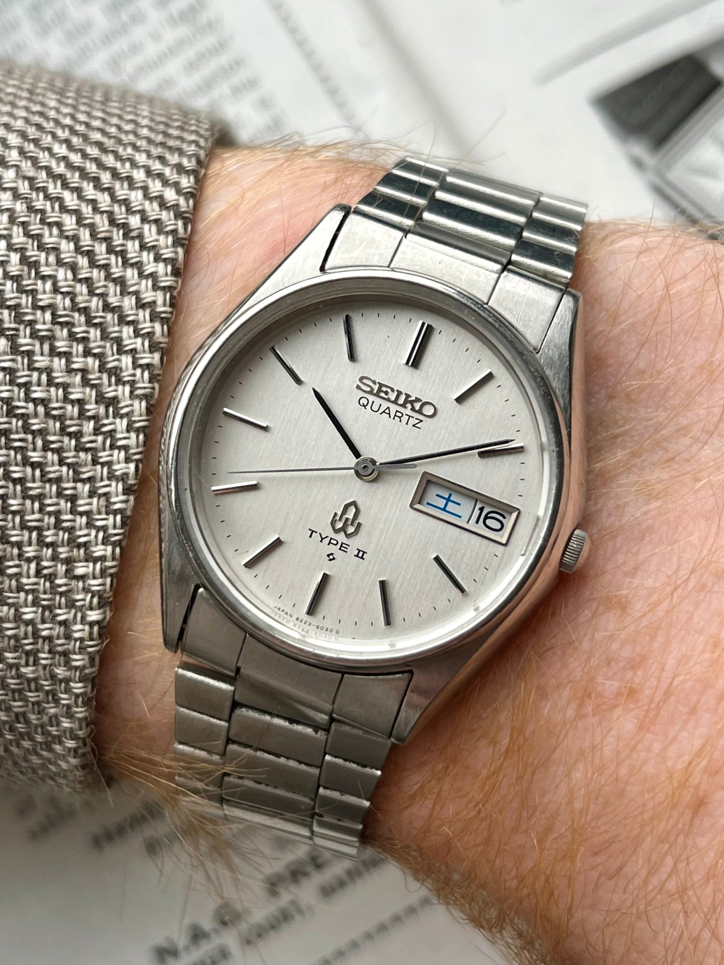 セイコータイプ2 seiko type2 8223シルバー Vintage SEIKO QUARTZ TYPE II 8223–6030 FOR PARTS OR REPAIR