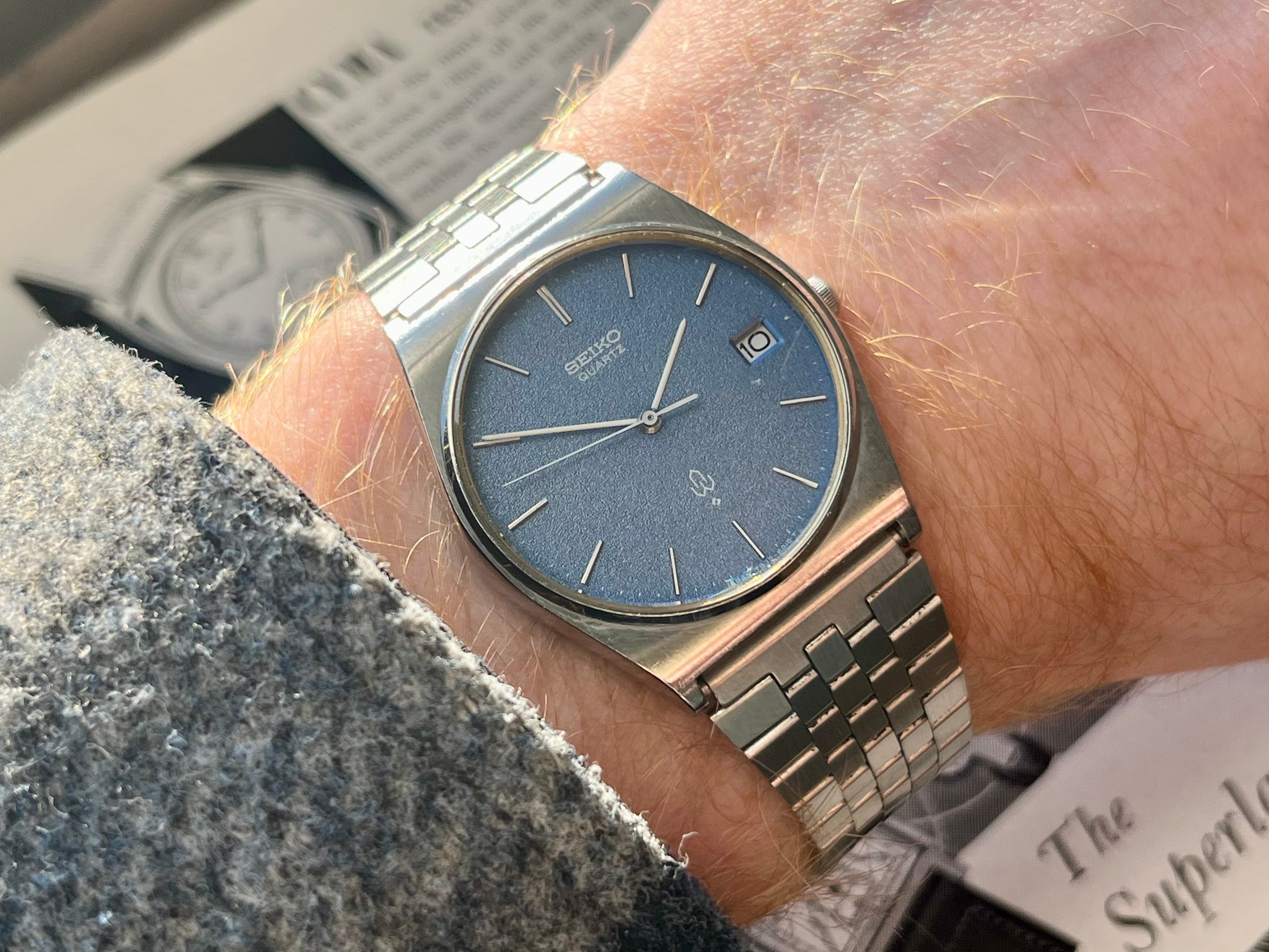 ヴィンテージ　SEIKO腕時計　7832-8010 クォーツ　デイト　新品電池 SEIKO Quartz 7832-8010 MEN'S WATCH / Case no.910659, made in Japan