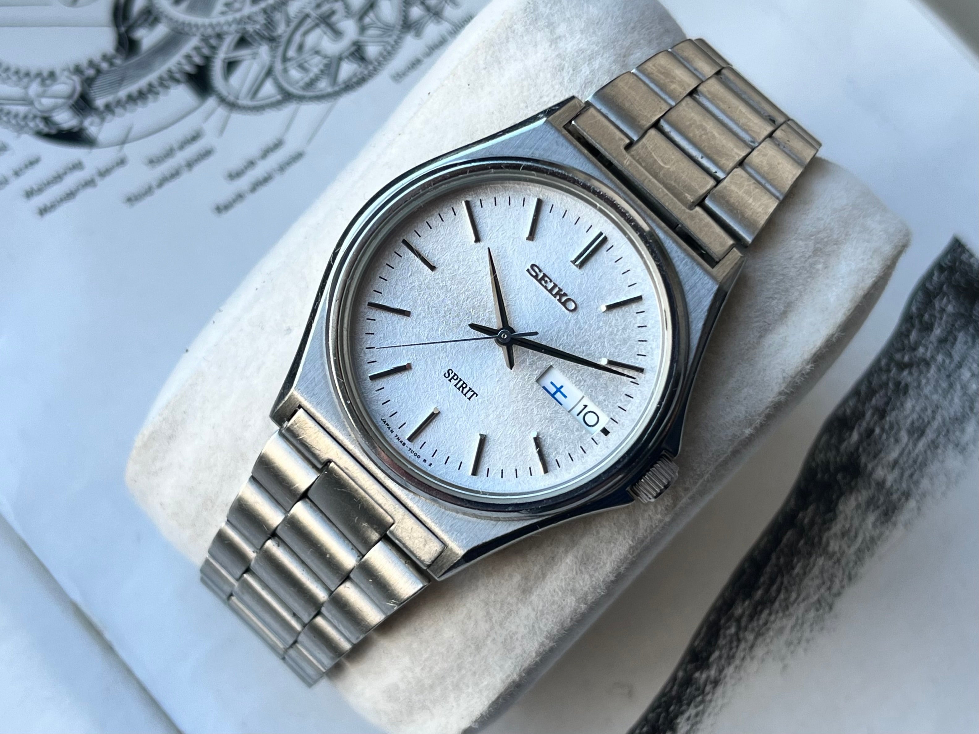 SEIKO SPIRIT 7N48-7000 腕時計 Seiko Spirit White Men's Watch - 7N48-7000 for sale online