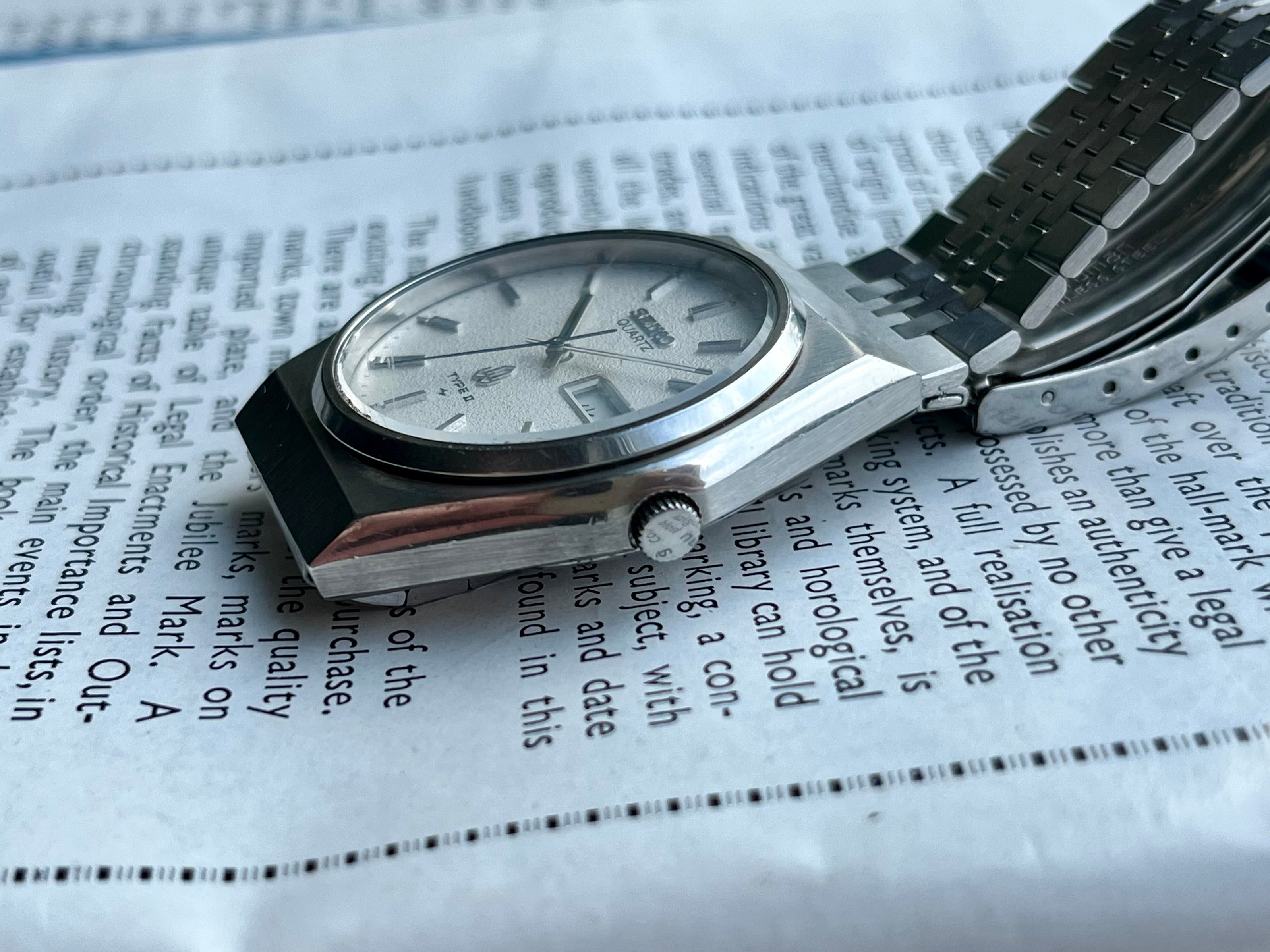 Vintage Seiko Type II Watch 4336-8030 Gravel Dial Quartz