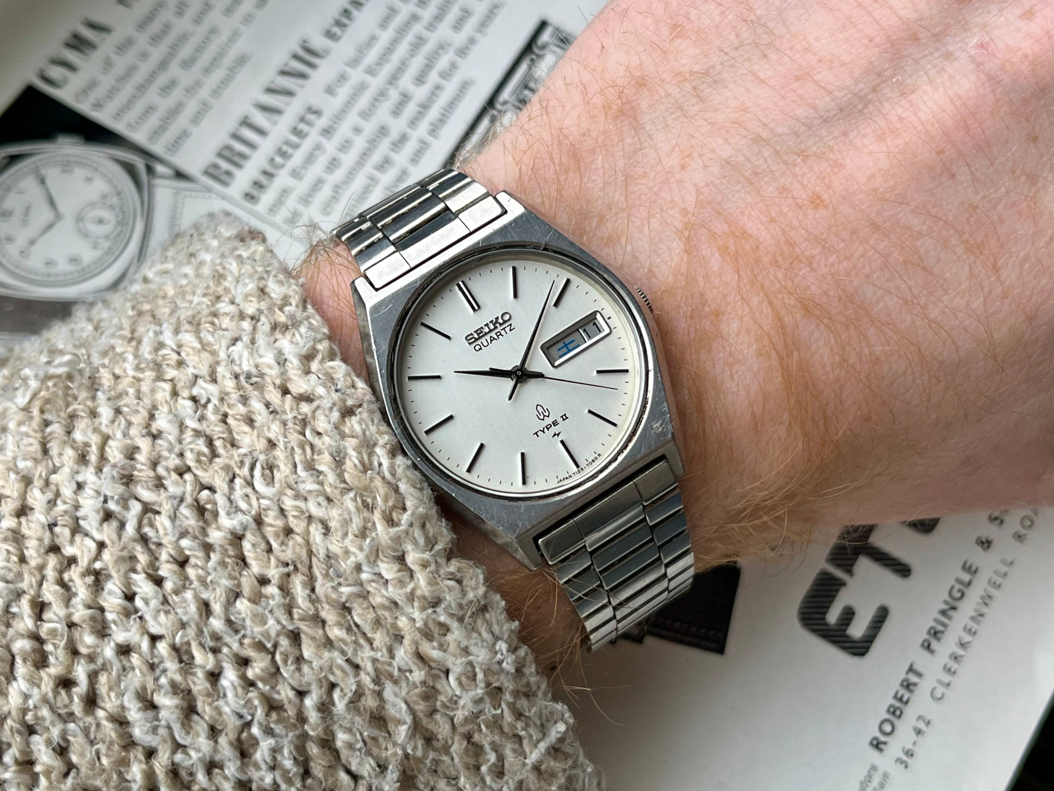 Vintage Seiko Type II Watch 7123-7080 1981 JDM Mens Quartz