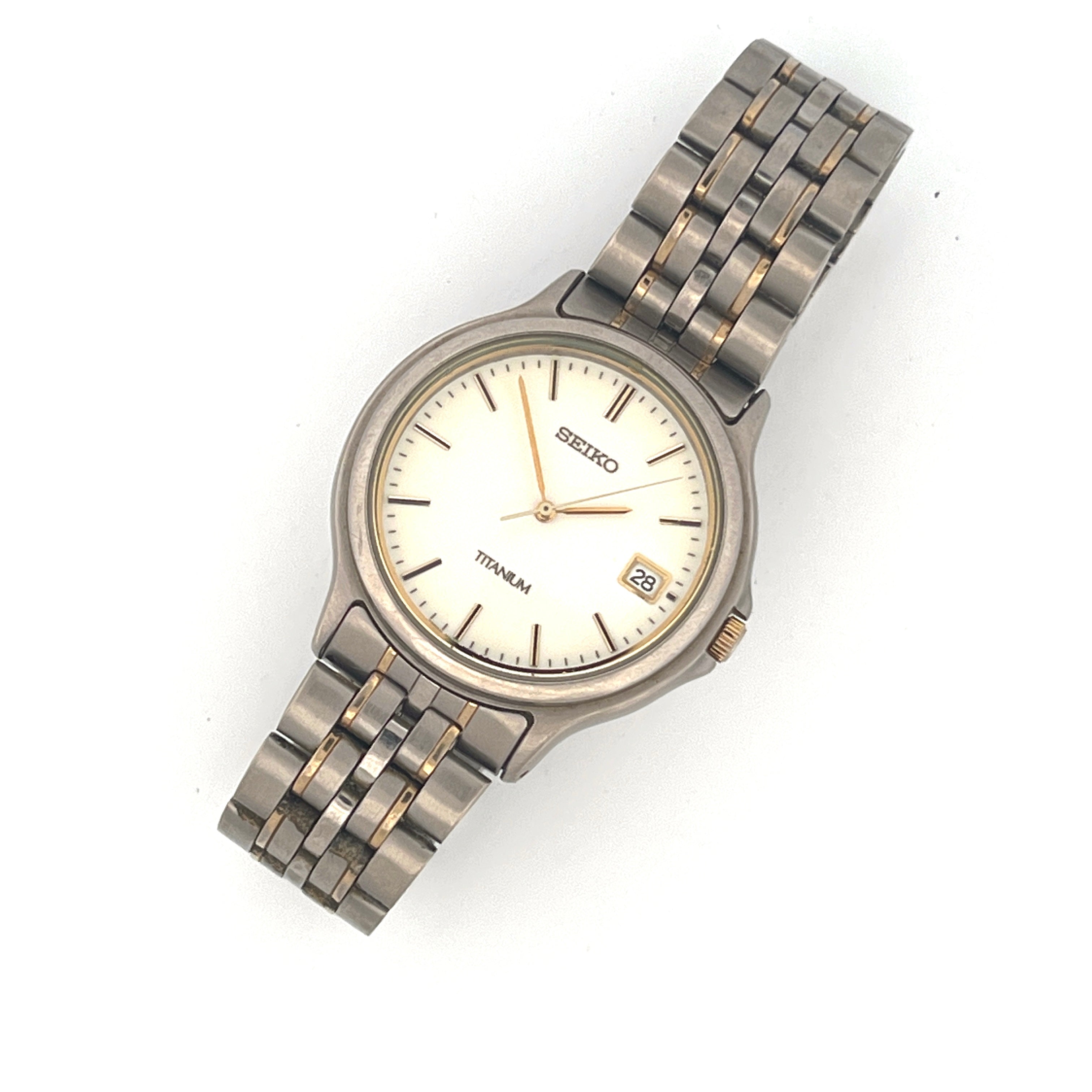 Vintage Seiko 7n42-8a60 Titanium Full Lume Dial 1991 Quartz