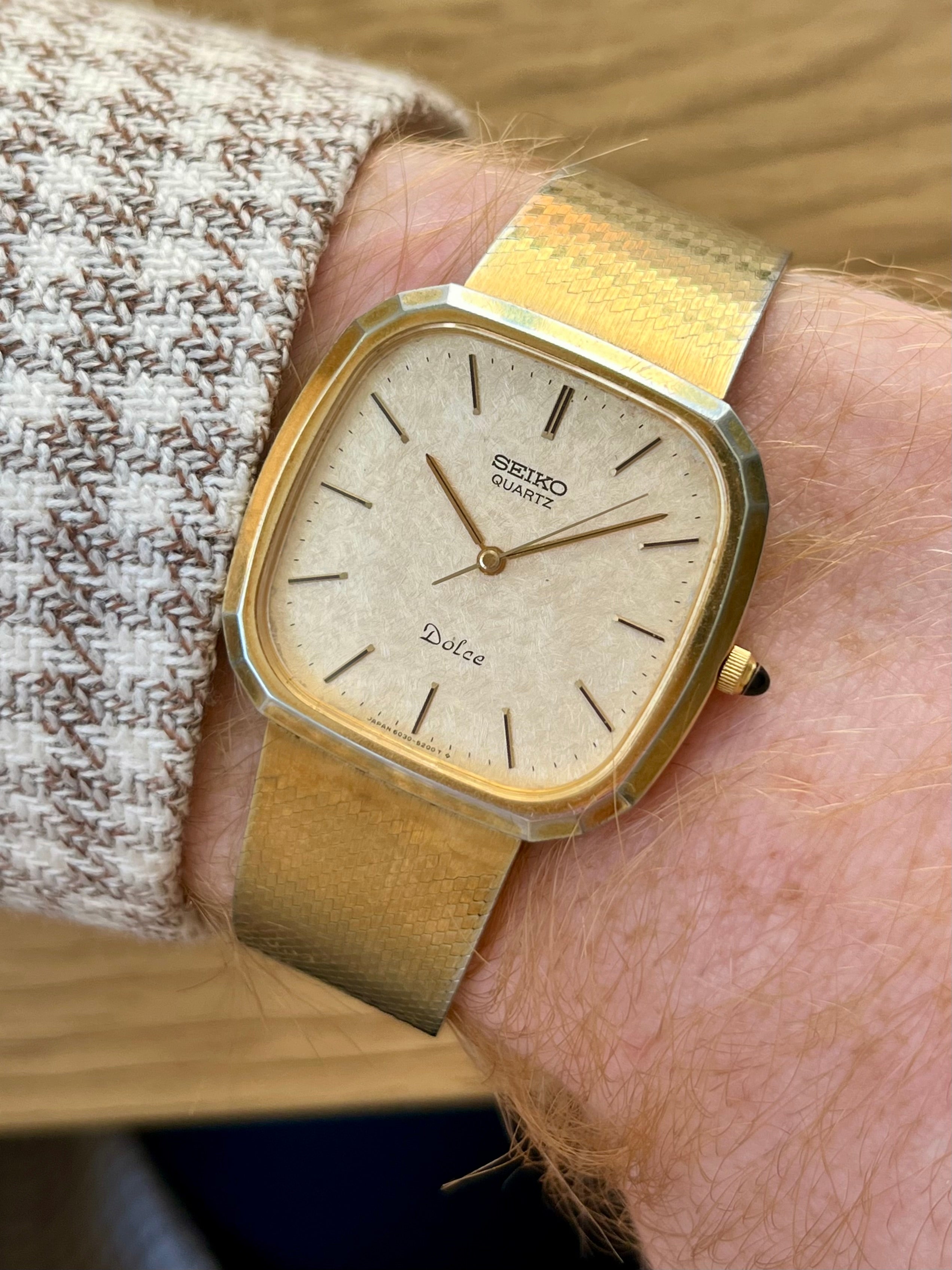 SEIKO DOLCE 14K / 6020 5630 八角形 ゴールド文字盤