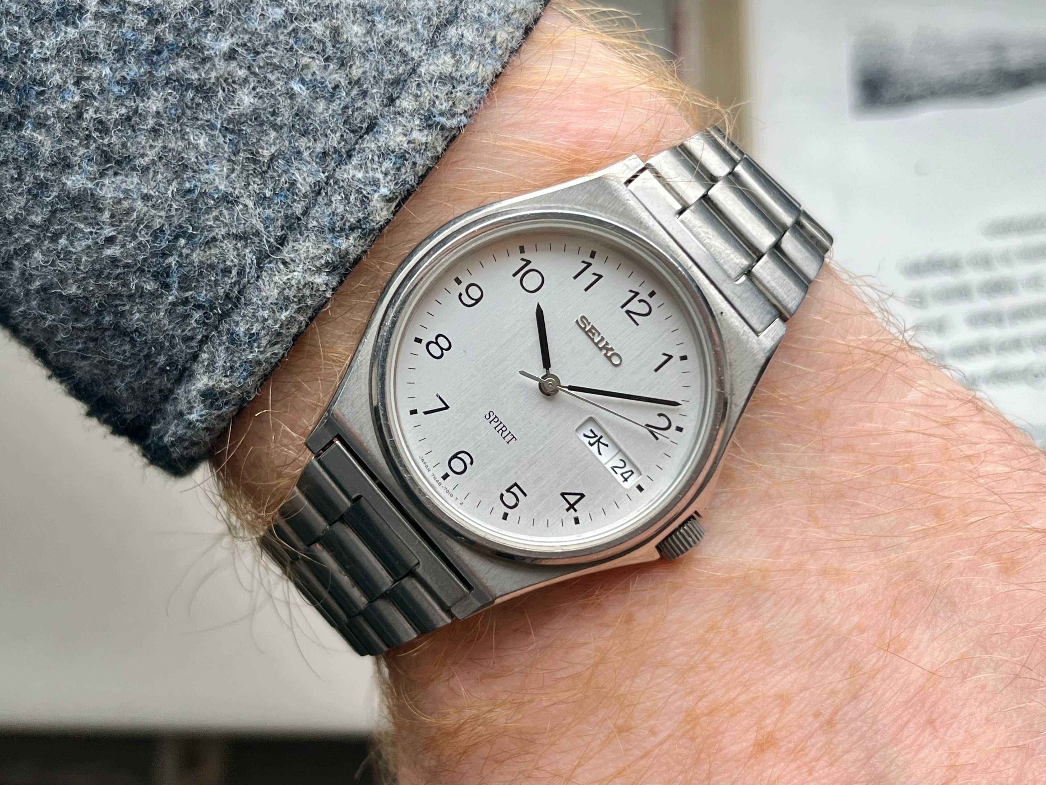 時計 SEIKO SPIRIT 7N48-7000 ARABIC DIAL Seiko Spirit 7N48-7000 Antique Watch 36mm Used B Condition