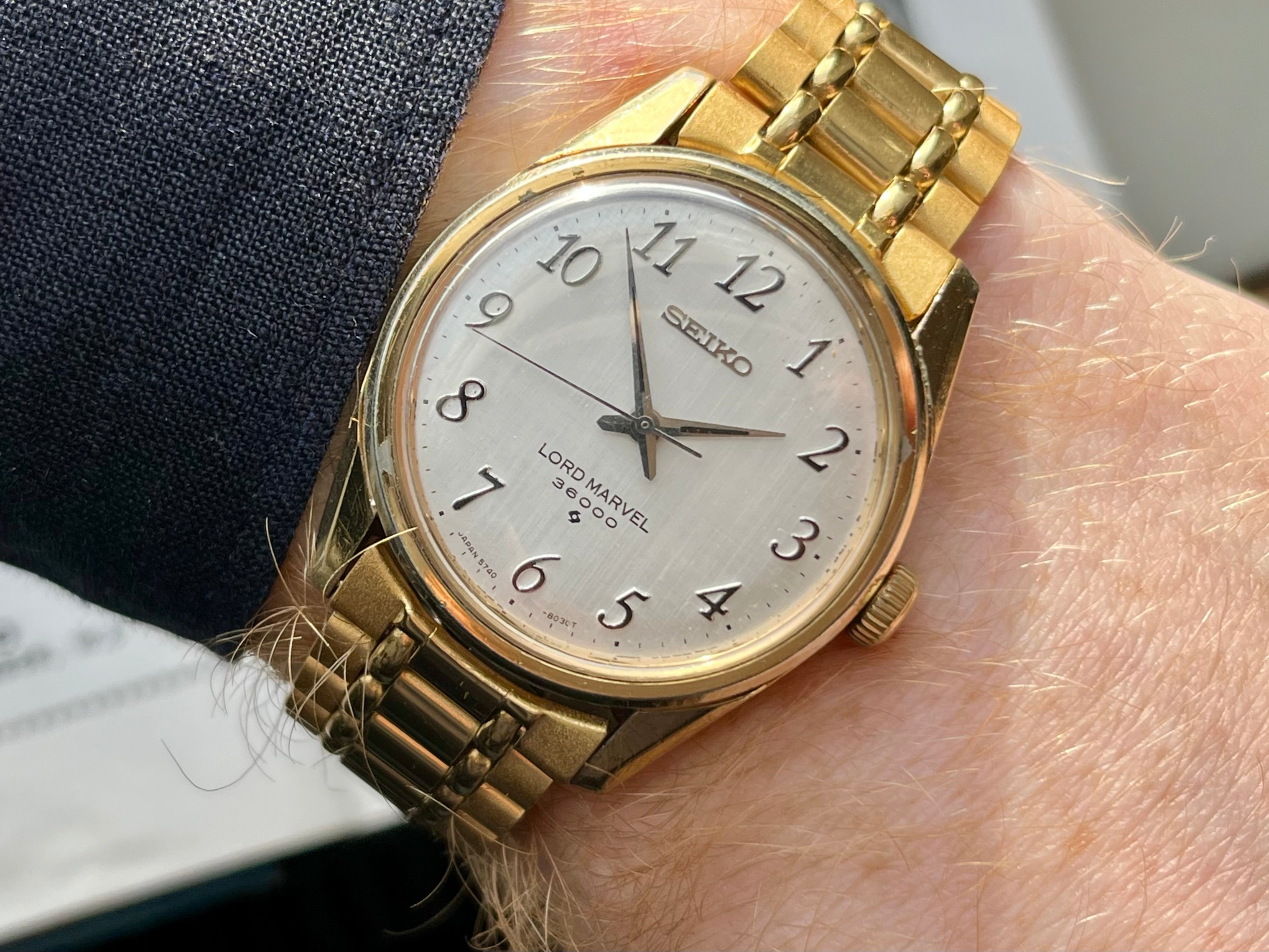 ヒロ 　Seiko ゴールド Vintage Seiko Lord Marvel Hi-Beat 'Arabic' 5740-8000 1973