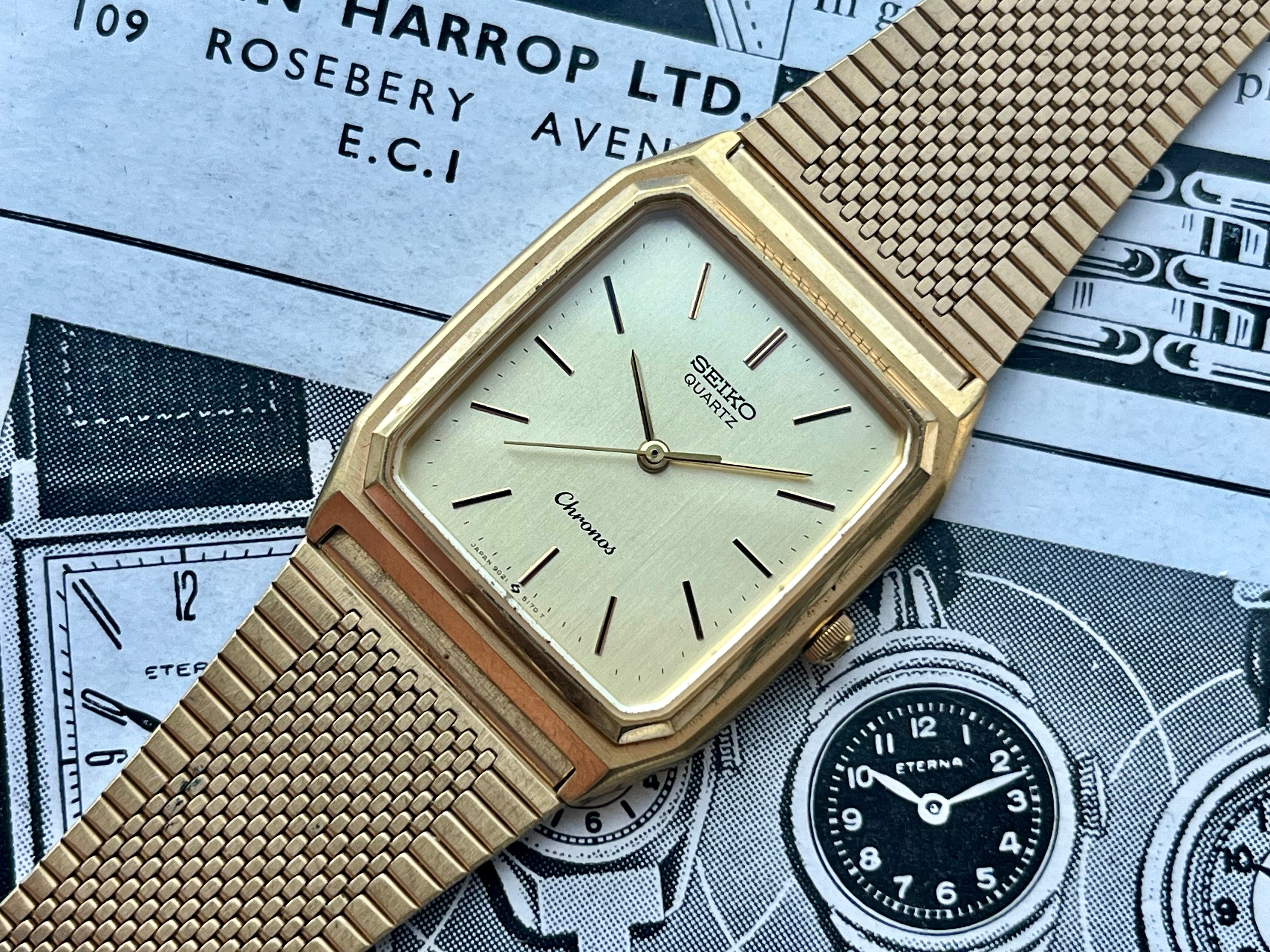 セイコー SEIKO Chronos 9021-5130 クォーツ腕時計 セイコー クロノス クオーツ 角型 9021-5130 昭和59年製